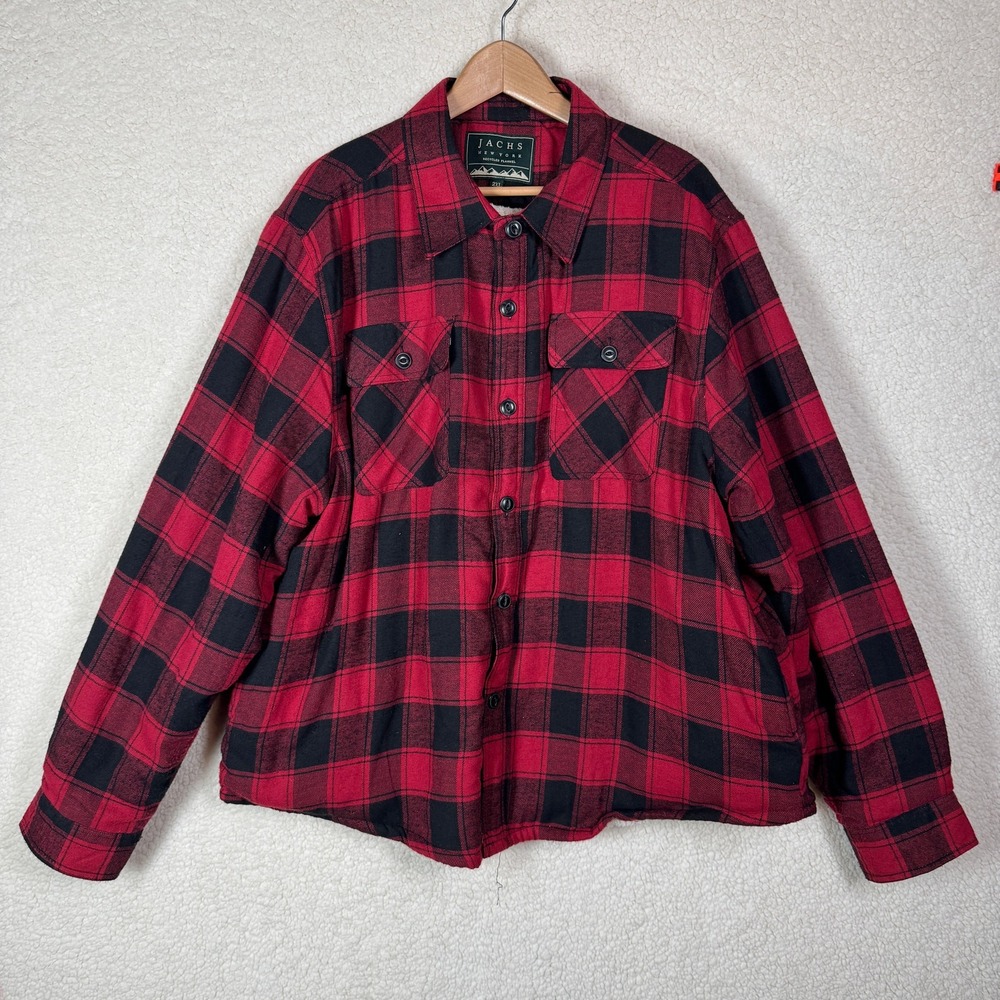 Jachs New York Mens Sherpa Lined Recycled Flannel Shacket XXL Lumberjack Hunting